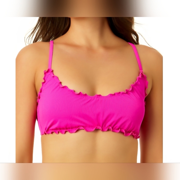 Salt + Cove Other - Salt + Cove Juniors' Ruffle-Trim Bralette Bikini Top, Pink, Small